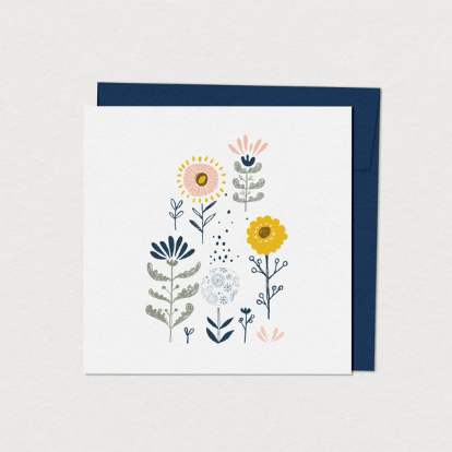 Carte de souhaits - Fleurs naïves par Mimosa Design, illustration par Marie-France Auger